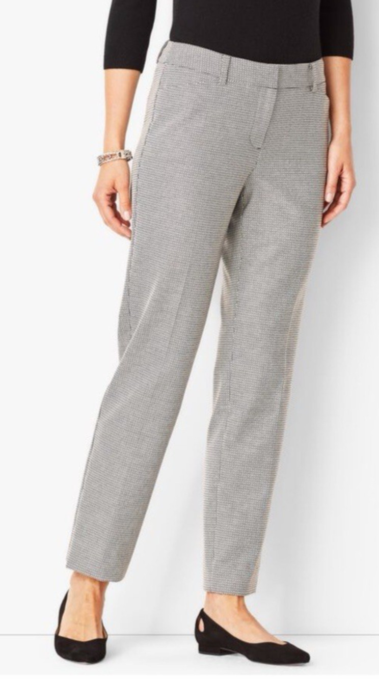 Talbots Hampshire Ankle Women's Pants Stretch 14 Petite Black White career